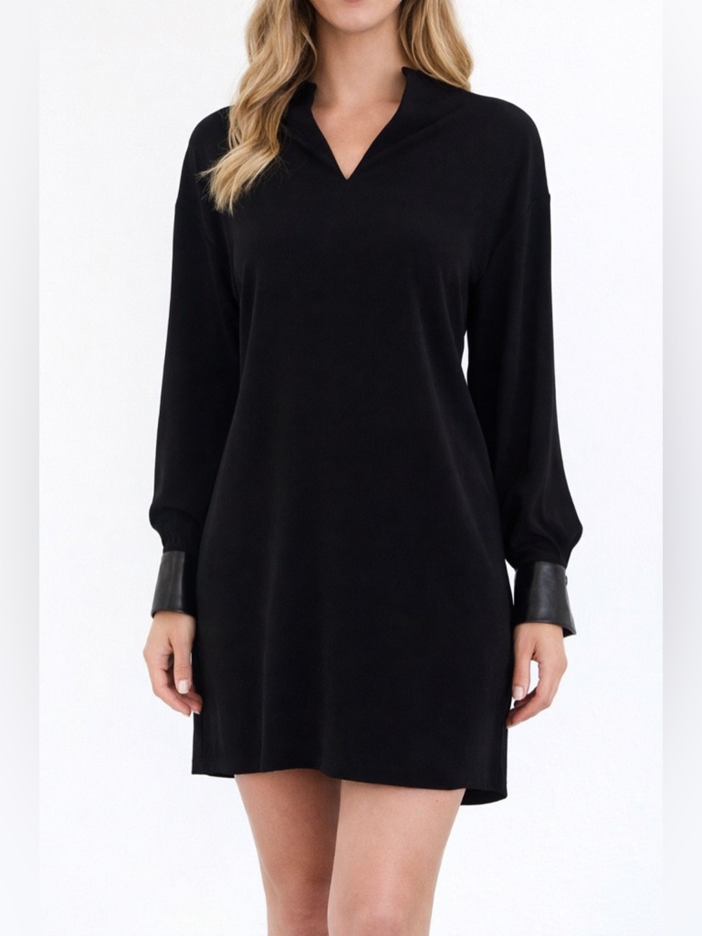 Vince Black Mock Neck Mini Dress S Long Sleeve Minimalist Chic Work